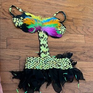 Colorful Feathered Kids Dance Costume